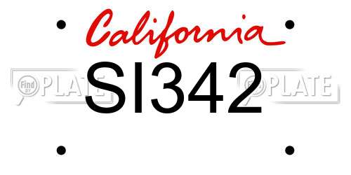 SI342 California License Plate