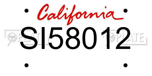 SI58012 California License Plate