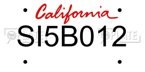 SI5B012 California License Plate