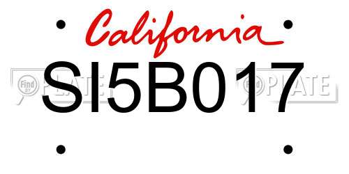 SI5B017 California License Plate