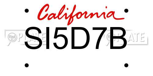 SI5D7B California License Plate