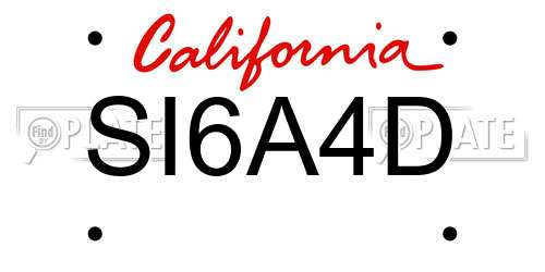 SI6A4D California License Plate