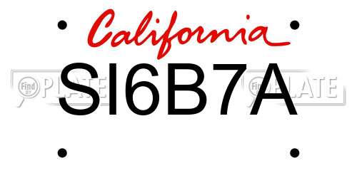 SI6B7A California License Plate