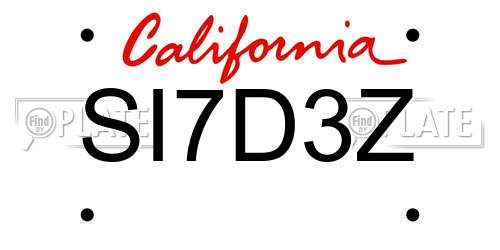 SI7D3Z California License Plate