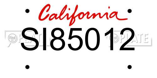 SI85012 California License Plate