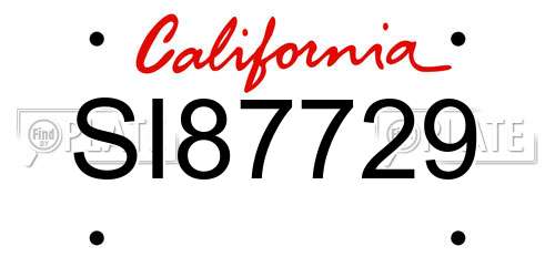 SI87729 California License Plate