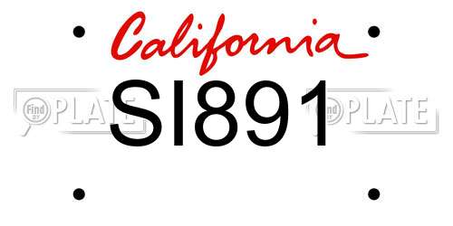 SI891 California License Plate