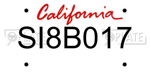 SI8B017 California License Plate