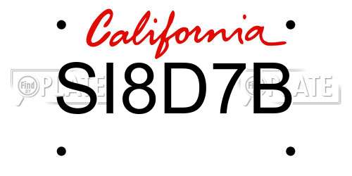 SI8D7B California License Plate