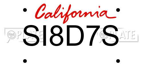 SI8D7S California License Plate
