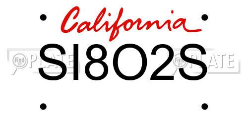 SI8O2S California License Plate