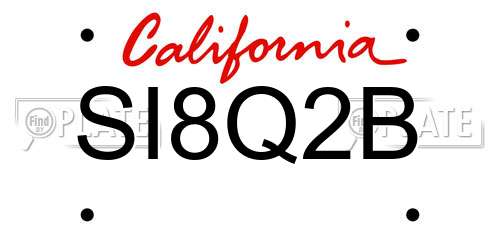 SI8Q2B California License Plate