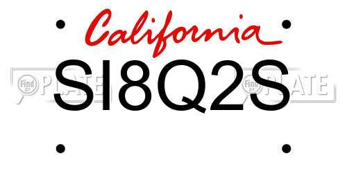 SI8Q2S California License Plate