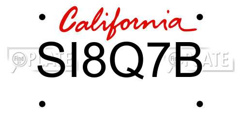 SI8Q7B California License Plate