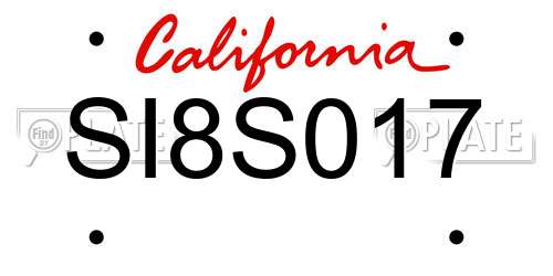 SI8S017 California License Plate