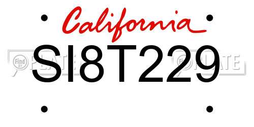 SI8T229 California License Plate