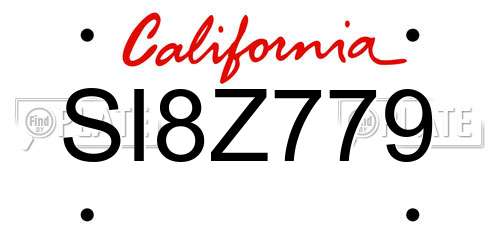SI8Z779 California License Plate