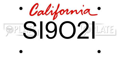 SI9O2I California License Plate