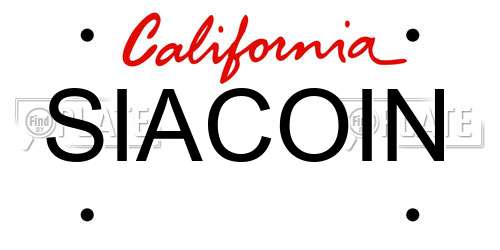 SIACOIN California License Plate
