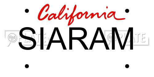 SIARAM California License Plate