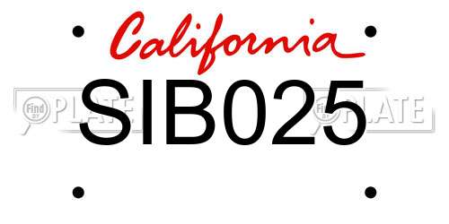 SIB025 California License Plate