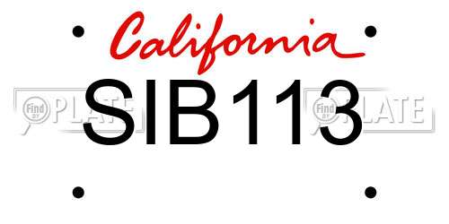 SIB113 California License Plate