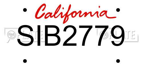 SIB2779 California License Plate