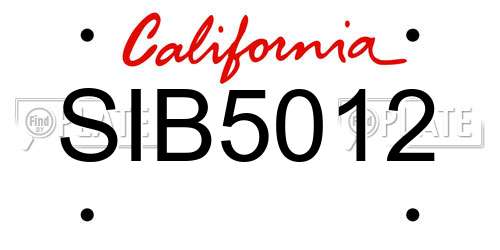 SIB5012 California License Plate