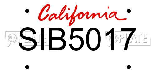 SIB5017 California License Plate