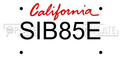 SIB85E California License Plate
