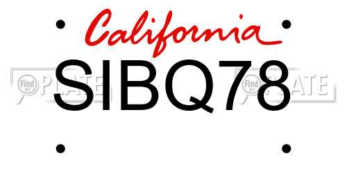 SIBQ78 California License Plate