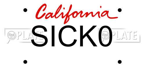 SICK0 California License Plate