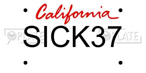 SICK37 California License Plate