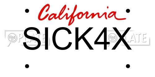 SICK4X California License Plate