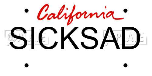 SICKSAD California License Plate