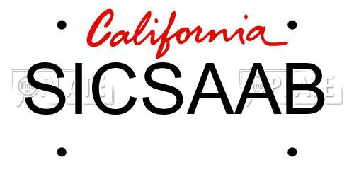 SICSAAB California License Plate