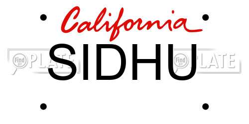 SIDHU California License Plate