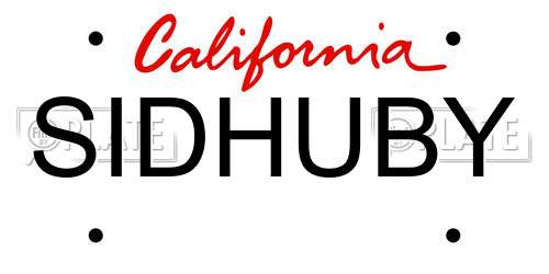 SIDHUBY California License Plate