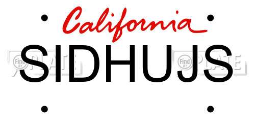 SIDHUJS California License Plate