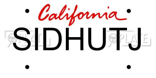 SIDHUTJ California License Plate