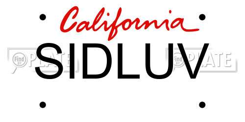 SIDLUV California License Plate