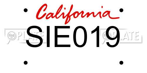 SIE019 California License Plate
