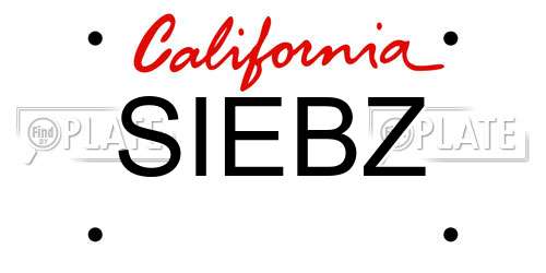 SIEBZ California License Plate