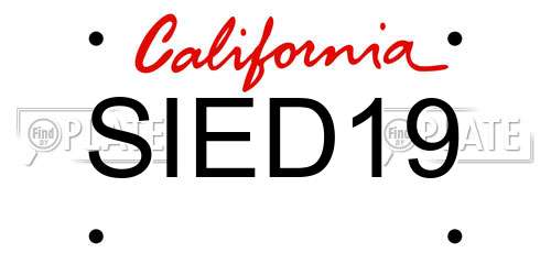 SIED19 California License Plate