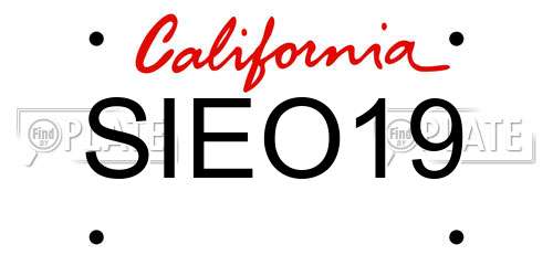 SIEO19 California License Plate