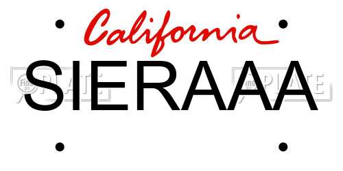 SIERAAA California License Plate