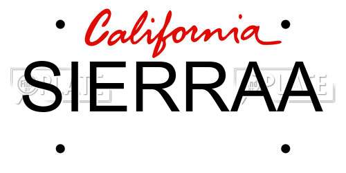 SIERRAA California License Plate