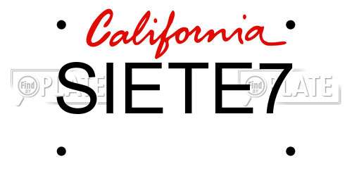 SIETE7 California License Plate