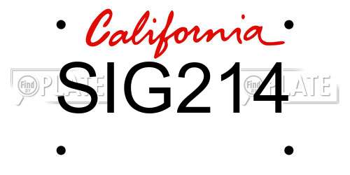 SIG214 California License Plate
