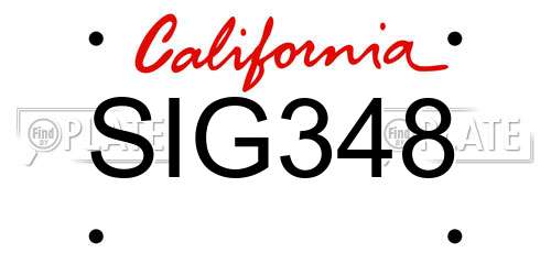 SIG348 California License Plate
